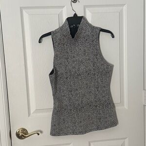 Express Black and White Textured Tank Top mock neck medium